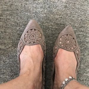 Kelly and Katie flat taupe color shoes